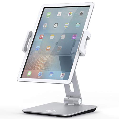 KABCON Tablet Stand Holder, Tightness Adjustable Multi-Angle Foldable Eye-Level Aluminum Solid Tablets Stands Dock for 4''-14''Tablets/Phone, iPad Series,Samsung Galaxy Tabs,Kindle Fire,Etc.