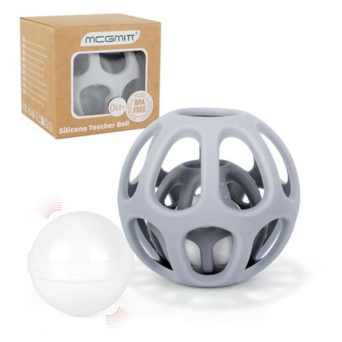MCGMITT Baby Rattle Teething Toy, Easy Grasp Silicone Infant Ball, BPA Free Non-Toxic Soft Baby Sensory Ball Bath Toy, Motor Skills Toy, Montessori Early Educational Toy, Gift for Age Newbor