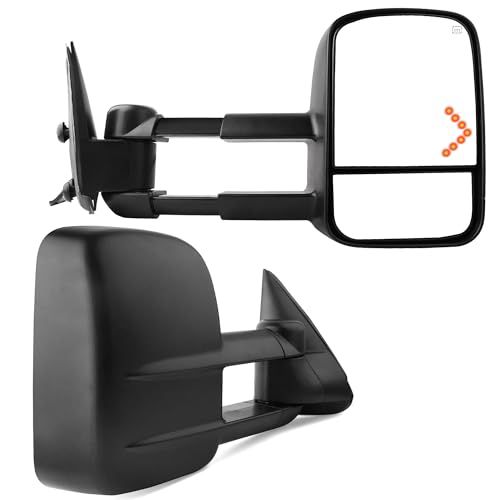 YITAMOTOR Compatible with 2003 2004 2005 2006 Chevy Silverado Tahoe GMC Sierra Extendable Tow Mirrors, Arrow Signal Light Powered Heated For 03-06 Sierra