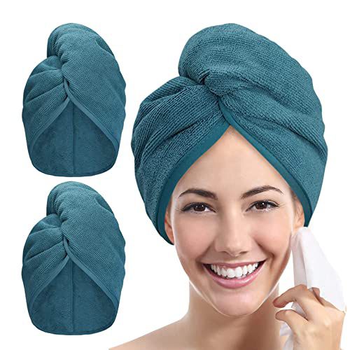 YoulerTex Ultra Plush Microfiber Hair Towel Wrap for Women, 2 Pack 10 inch X 26inch Purple, Ultra Absorbent Twist Hair Turban Drying Cap Hair Wrap, for Drying Curly, Long & Thick Hair (Haze 