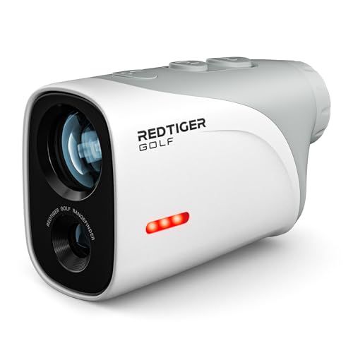 REDTIGER Mini Golf Range Finder with 1200 Yards, IP65 Waterproof and Slope Switch, 7X Magnification, Magnetic & Rechargeable Golf Rangefinder, Flag Pole Lock Vibration White