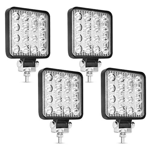 YITAMOTOR LED Light Bar LED Pod, 4Pcs 4Inch 48W Square Flood Work Offroad Led Fog Truck Light Driving Boat Lighting for Tractor ATV 4X4 12V 24V, 2 Years Warranty