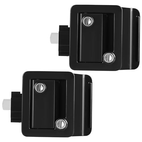YITAHOME RV Door Lock, Camper Lock, Travel Trailer Door Latch, Zinc Alloy RV Entry Door Lock Replacement Kit for Camper Horse Cargo Hauler, Fits 2.75"x3.6" Lock Hole, Black, 2 Pack