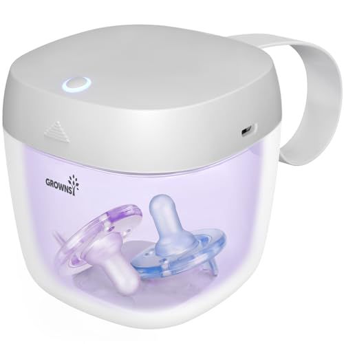 GROWNSY Pacifier Sanitizer Portable, UV Light Sanitizer on The Go, USB Charging Sanitizer Case, Mini Pacifier Sanitizer 99.99% Cleaned in 59 Seconds (White)
