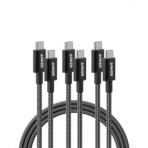 Anker USB C to USB C Cable, Type-C Charging Cord Fast Charge(6FT*3,100W), for iPhone 16/16 pro, MacBook and More(USB 2.0,Black) 6FT Black 3