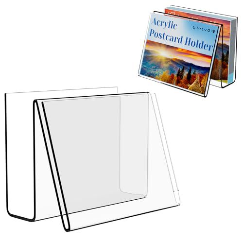 Boloyo Acrylic Vertical Postcard Display Holder,4 x 6 inch 1PC Clear Card Display Stand Easel Tablet Holder for Postcard Greeting Recipe Index Business Memory-Note Card, Artworks (Horizontal