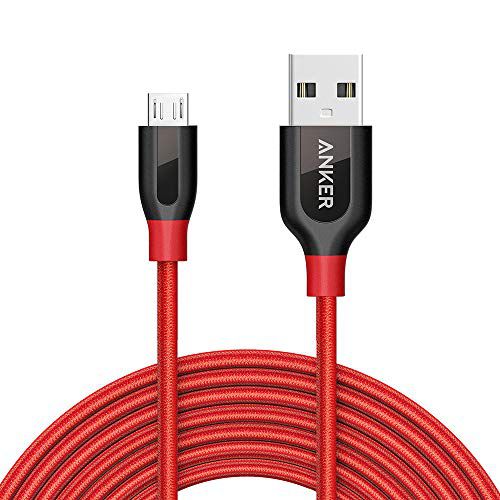 Anker Powerline+ Micro USB (10ft) The Premium Durable Cable [Double Braided Nylon] for Samsung, Nexus, LG, Motorola, Android Smartphones and More (Red)