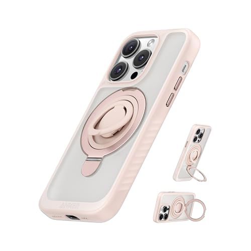 Anker Magnetic Ring Stand for iPhone 14 Pro Case, Silicone Finger Ring Grip Stand Holder, Military Grade Drop Tested, Compatible with MagSafe, Built in Kickstand, Soft Edge Anti-Fingerprint,