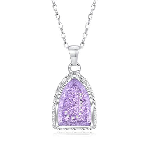 Crystal Diamond Initial Necklace, 18+3 Inch Resizable Purple Letter Pendant Name Alphabet Jewelry for Women.