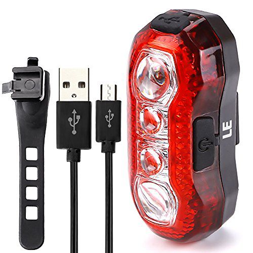 LE Rechargeable LED Bike Light, Bicycle Rear Light, 5 Lighting Modes, Cycling Taillight, USB Cable Included