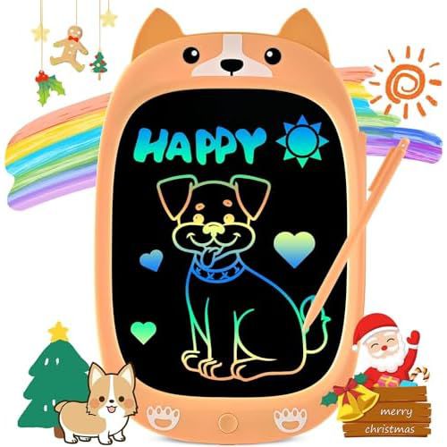 Toddler Kids Toys Gifts - 10 Inch LCD Writing Tablet Kids Doodle Board, Colorful Drawing Tablet Pad, Kids Games Christmas Birthday Dogs Toys for 3 4 5 6 7 Years Old Girls Boys(Yellow) 10" Ye