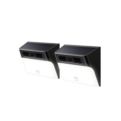 eufy Security Solar Wall Light Cam S120 (2-Pack), Solar Security Cameras Wireless Outdoor, 2K Camera, Forever Power, Motion Activated Light, AI Detection, IP65 Waterproof, Spotlight, No Mont