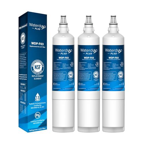 Waterdrop Plus 5231JA2006A NSF 401&53 Certified, Replacement for LG® LT600P®, KENMORE® 9990, 46-9990, WFC2001, LFX25960ST, rwf1000a Refrigerator Water Filter, 3 Filters(Package May Vary)