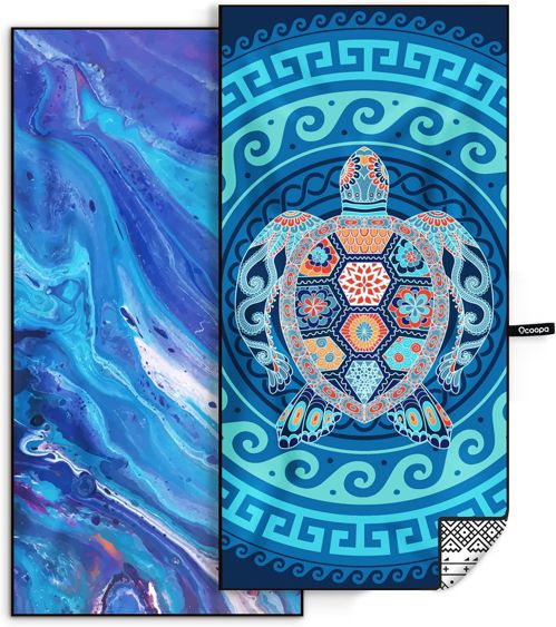 OCOOPA Microfiber Beach Towel Fast Drying, Extra Large 71" x 32" Sand Free Beach Towel Super Lightweight Towels for Swimming Pool, Camping, Picnic, Yoga Gym Sports Turtle+quicksand 71.00" x 