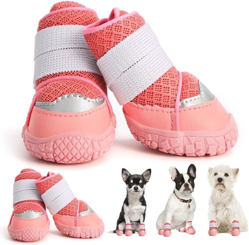 Hcpet Dog Shoes for Small Dogs, Breathable Dog Boots & Paw Protectors for Hot Pavement Winter Snow Hiking, Anti-Slip Dog Booties for Hardwood Floor Pi