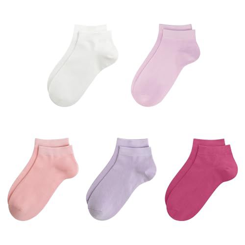 SERISIMPLE Viscose Bamboo School Socks Ankle Super Soft Kids Socks Stretch Cuffs Athletic Socks Odor Anti-odor 5 Pairs X-Small Assorted8