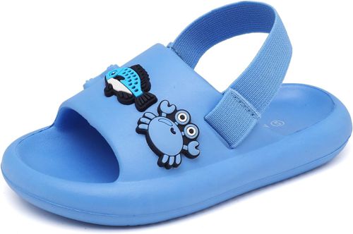 INMINPIN Toddler Boys Girls Slides Sandals Comfort Beach Pool Shower Slippers with Elastic Back Strap 9 Toddler Charms Ocean