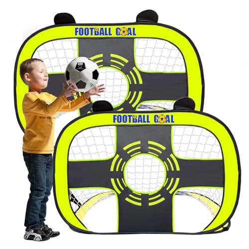 BILIONE 2 Pack Soccer Goals for Kids, 4x3 FT Pop Up Soccer Net with Carry Bag, Portable Toddler Football Goals Training Equipment for Outdoor Backyard Game
