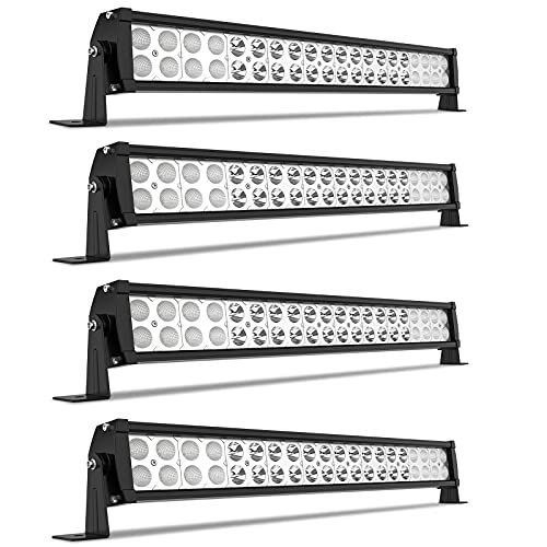 YITAMOTOR LED Light Bar 4 Pack 24 inches 120W Spot Flood Combo LED Work Light Fog Driving Light Off Road Light Bar Compatible for Pickup, SKU, ATV, 4x4, Tractor, Truck, Boat, Car