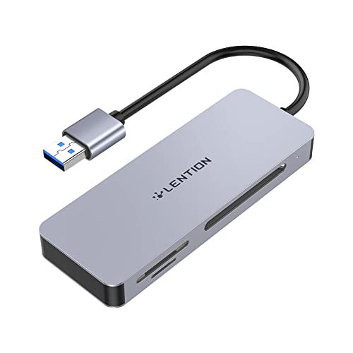 LENTION USB A Card Reader, 3-in-1 USB 3.0 to CF/SD/Micro SD Card Adapter, Read for SDXC, SDHC, MMC, RS-MMC, Micro SDXC, Micro SD, Micro SDHC and UHS-I Cards, CF Type I (CB-H12, Space Gray)