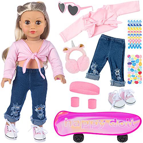 ZITA ELEMENT 18 Inch Girl Doll Scooter Skateboard Clothes and Accessories - 18 Inch Doll Clothes Set Sport Shoes Scooter and Other Outdoor Sport Stuff Outdoor Supplies