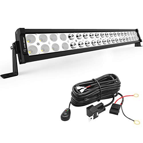 YITAMOTOR 22 Inch LED Light Bar 120W Spot Flood Combo Offroad Waterproof Dual Row Driving Lights with 16AWG Wiring Harness Compatible for SUV, UTE, Truck, 4X4, ATV, Boat