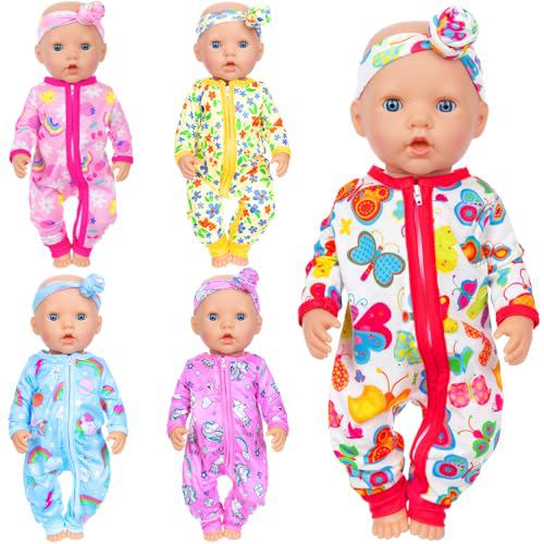 ZITA ELEMENT 5 Sets 14-18 Inch Baby Doll Clothes Outfits Casual Wear for 17 Inch Baby Doll Clothes 10 Pcs Doll Clothes and Accessories for 15 Inch Doll to 18 Inch Doll