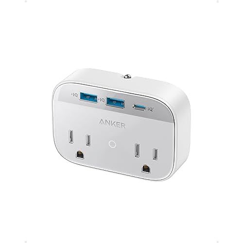 Anker Portable Outlet Extender with Foldable Plug, 5 Multi-Plug Outlet, High-Speed 30W USB C Power Delivery, Compatible with iPhone 15/15 Plus/15 Pro/15 Pro Max,Compact for Travel, Home, TUV