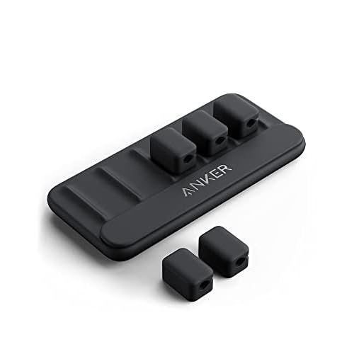 Anker Multipurpose Cord Keeper - 5 Clips for Lightning, USB C, Micro Cables & Other Wires - Sticks to Wood, Marble, Metal, Glass (Black) 1 Pack Black