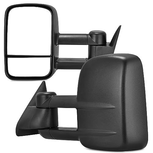 YITAMOTOR Towing Mirrors Compatible with 1988-1999 Chevy GMC C1500 K1500, 1988-2000 C2500 C3500 K2500 K3500 Power Adjusted Manual Telescoping Pair Power