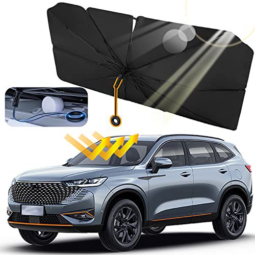Upgraded Car Windshield Sun Shade Umbrella Car Shade Front Window Cover Umbrella Sunshade Umbrella brella Shield Shade for SUV Car Te-s-l-a Model Automotive Interior Accessories(Large,55 * 2
