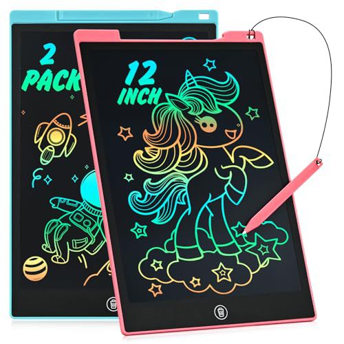 Toys for Ages 5-7, 2 Pack LCD Writing Tablet Drawing Pad 12 Inch, Valentines Day Gifts for Kids, Toddler Kids Toys Etch a Sketch, Learning Toys for 3-8 Girls Boys 12'' Blue & Pink