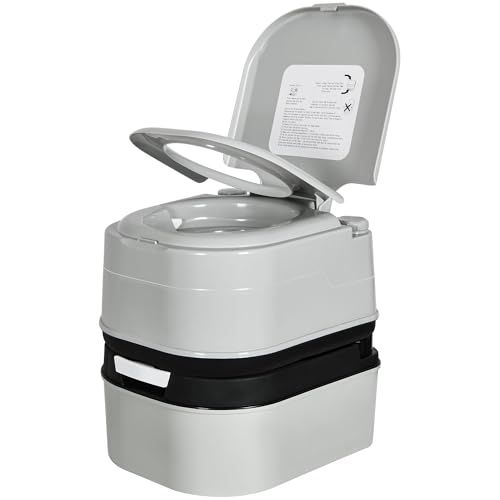 YITAMOTOR Portable Toilet Camping Porta Potty with Paper Collection 6.34 Gallon, Indoor Outdoor RV Toilet with Handle Pump, Leak-Proof OutdoorToilet for RV Travel, Boat, Trips, Grey