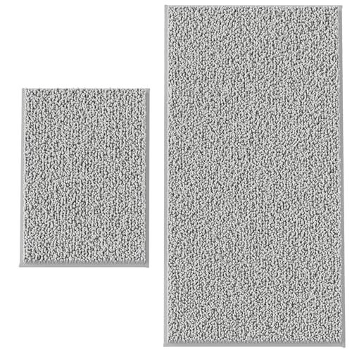 Bathroom Rugs Set 2 Piece Thick Chenille Kitchen Mats,Quick Dry Absorbent Bath Rugs With Non-Slip Pvc Backing,Bath Mats for Bathtub,Bedroom,Living room -Home Decor Large Rugs 47x24+24x16 Inc