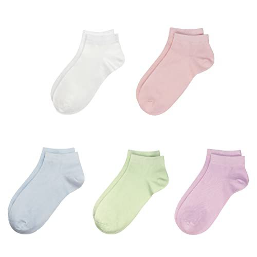 SERISIMPLE Viscose Bamboo School Socks Ankle Super Soft Kids Socks Stretch Cuffs Athletic Socks Odor Anti-odor 5 Pairs Small Assorted1