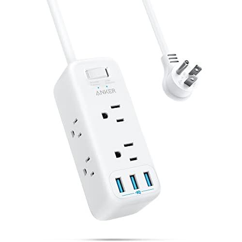 Anker Power Strip Surge Protector with USB, 5 ft Extension Cord, Flat Plug, 331 Power Strip with 6 Outlets and 3 USB Ports, Charging Station, Compact for Cruise Ship Travel,Home, Dorm Room a
