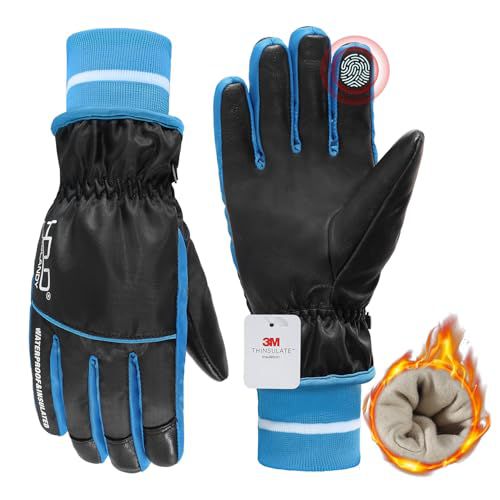 HANDLANDY Insulated Work Gloves Waterproof for Men Women, 3M Thinsulate Ski Gloves Winter Cold Weather Work Gloves Touchscreen (Large, Black) Large Black- Waterproof