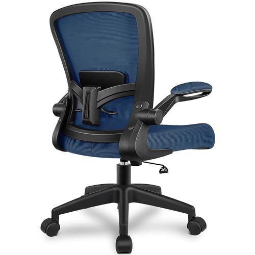 FelixKing Office Chair, Ergonomic Desk Chair Breathable Mesh Chairs with Adjustable High Back Lumbar Support Flip-up Armrests, Executive Swivel Comfy Task Computer Chairs for Home Office Nav