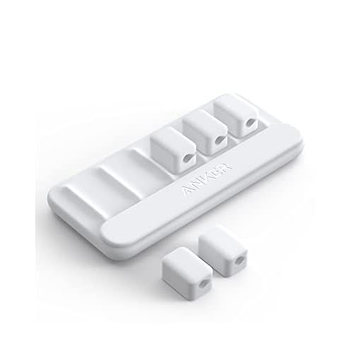 Anker Magnetic Desktop Cord Holder, Multipurpose Wire Keeper for Lightning, USB-C, Micro Cables - Sticks to Wood, Marble, Metal, Glass (White) 1 Pack White