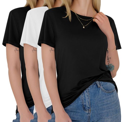 GAYHAY 3 Pack Womens T-Shirts - Short Sleeve Spring Summer Tops Crew Neck Trendy Casual Work Soft Basic Tees for Ladies 2025