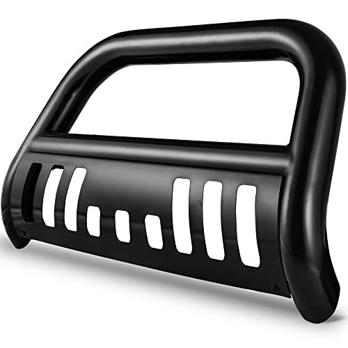 YITAMOTOR Bull Bar Compatible with 2005-2015 Toyota Tacoma, 3" Tubing Brush Guard Pickup Truck Front Bumper Push Bar w/Grille Skid Plate & Light Mount 05-15 Tacoma Black