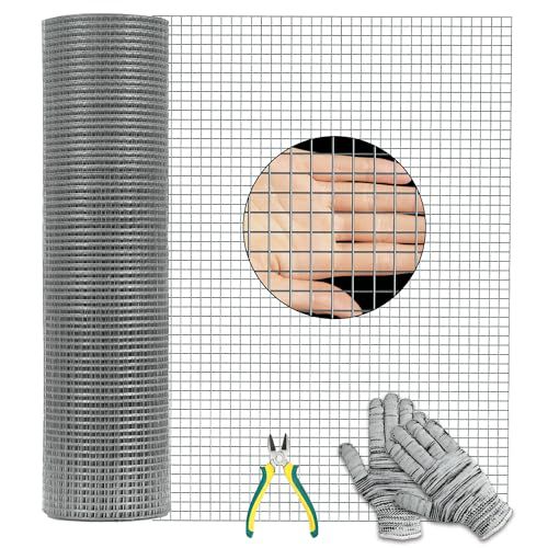 YITAHOME 19 Guage Hardware Cloth 1/2 Inch, 48 Inch x 50 FT Galvanized Hardware Cloth, Galvanized Wire Mesh Screen Chicken Wire Fencing