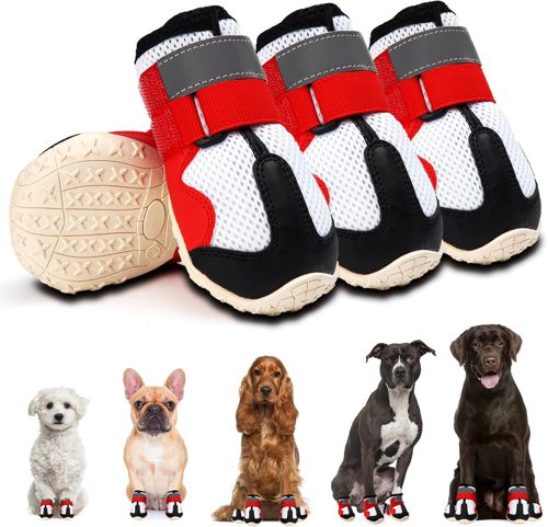 Dog Shoes for Small Dogs: Breathable Medium Dog Boots Paw Protector for Summer Hot Pavement Winter Snow, Outdoor Walking Dog Booties, Indoor Hardfloor