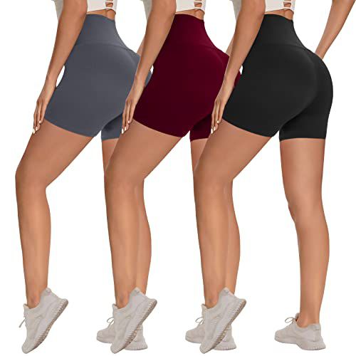 3 Pack Biker Shorts for Women – 8"/5"/3" High Waisted Tummy Control Workout Yoga Running Athletic Shorts