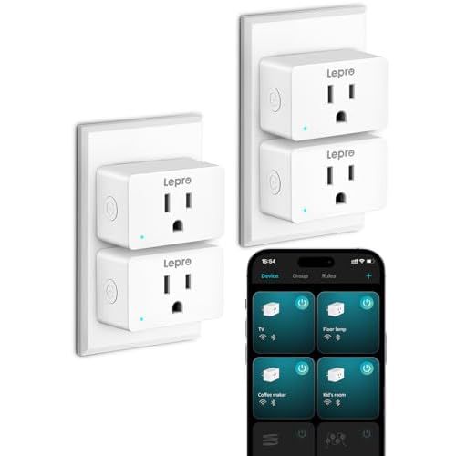 Lepro P1 Smart Plug Mini 15A, Smart WiFi Bluetooth Outlets Work with Alexa & Google Assistant, Voice/APP Control, Safety Lock, Schedule & Group Controller, 2.4G WiFi Only, ETL & FCC Certifie