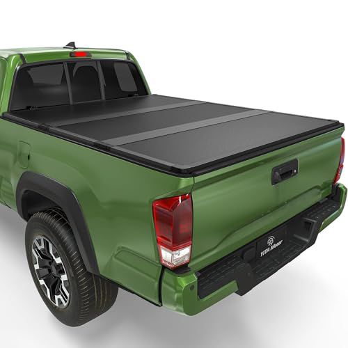YITAMOTOR FRP Hard Tri-Fold Truck Bed Tonneau Cover Fits for Toyota Tacoma 2016-2023 (Excl. Trail Edition), 6 ft Bed with Deck Rail System 6' Hard 3-Fold 2016-2023