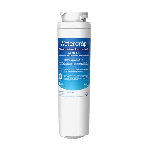 Waterdrop MSWF Refrigerator Water Filter, Reduces Chloramine, Bad Taste & Odor, Replacement for GE® MSWF, 101820A, 101821B