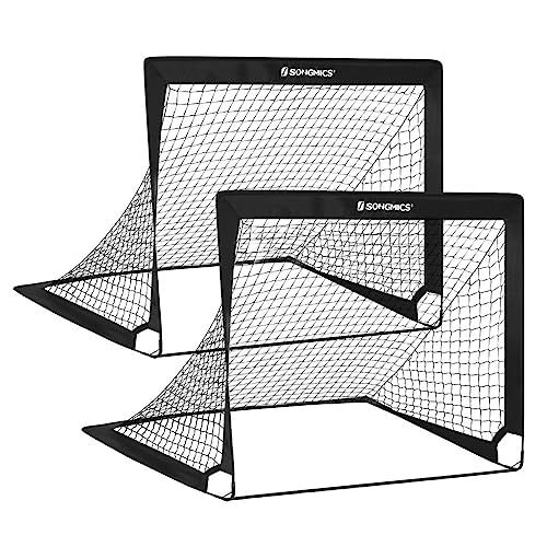 SONGMICS Kids Soccer Goals for Backyard, 4x3 ft Portable Soccer Nets Training Equipment, Toddler Soccer Goal with Carrying Bag, for Field Black Regular