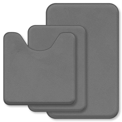 Bathroom Rugs Extra Soft Memory Foam Bath Mat Sets 3 Piece Non Slip Absorbent & Dry Living Mat Sets Washable Bath Carpets with Toilet Rug,Bath Rugs for Bathroom,Tub,Shower,Kitchen,Bedroom 16