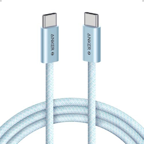 Anker Zolo USB C to USB C Cable, Braided and Dirt-Free Type-C Fast Charging Cable, Slim Connector, for iPhone 16 Series, MacBook (240W) (Blue, 6FT) 6ft Blue